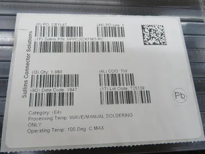 New | in-Stock SULLINS CONNECTOR SOLUTIONS NPPC202KFMS-RC Printed Circuit Board Equipment Texas US | Aucto #1307280