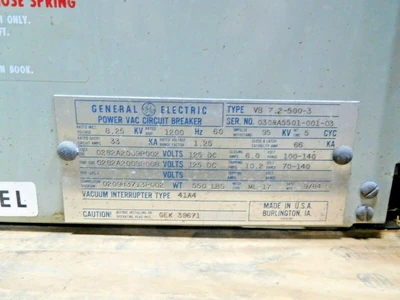 Used GE VB 7.2-500-3 Circuit Breakers Ohio US | Equipment Recovery Corp. #1331707