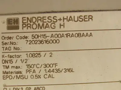 Endress+Hauser 50H15-A00A1RA0BAAA Promag 50 1/2" Flow Tube Meter Transmitter