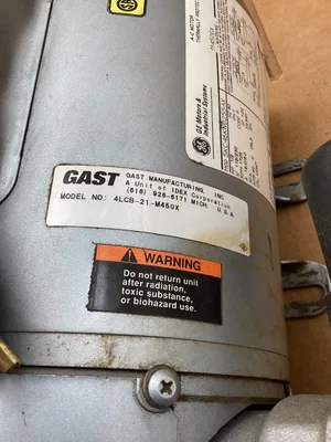 Gast 4LCB-21-M45OX; Piston Oil-Less Air Compressor/Vacuum Pump