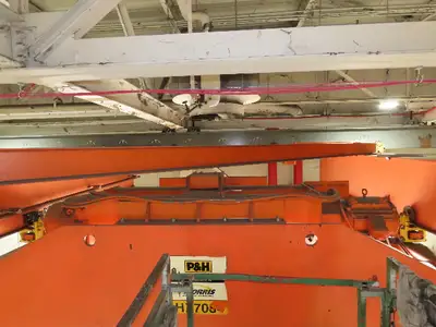 Cleveland Tramrail P&H 15 Ton Double Girder Underhung Bridge Crane 44' 6" Span