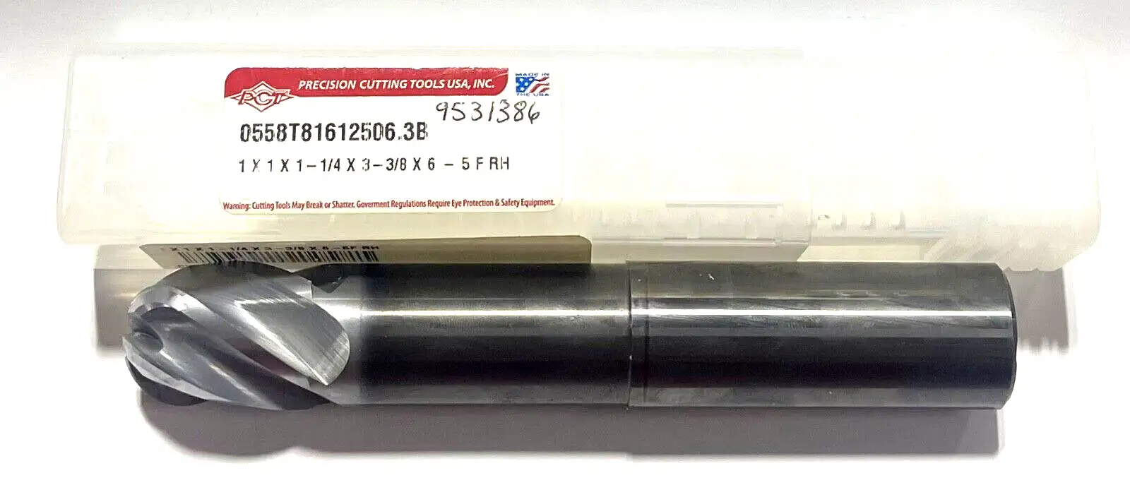 PCT 1" Carbide Ball Nose End Mill 5FL Necked Exxtral Silver Variable Helix USA