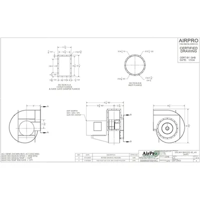 Used AIRPRO FAN & BLOWER COMPANY BIHS222 Centrifugal Fans West Virginia US | JM Industrial #1323297