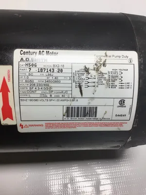 AO Smith H506 Commercial Pump AC Motor 1.0HP 3PH