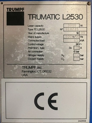 TRUMPF CNC Laser Cutter, in good used condition, video, OFFERS INVITED