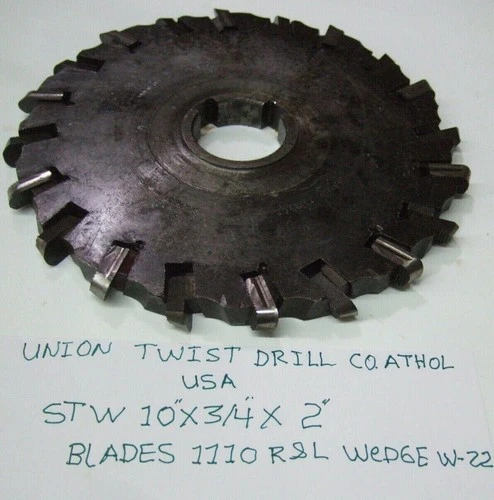 Union Twist Drill 10” x 3/4 Side Mill Milling Cutter Slot Blades 1110 Wedge W-22