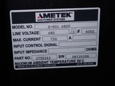 Used AMETEK H601 480 V Welding Machinery (Other) Ohio US | HGR 24 #1405181