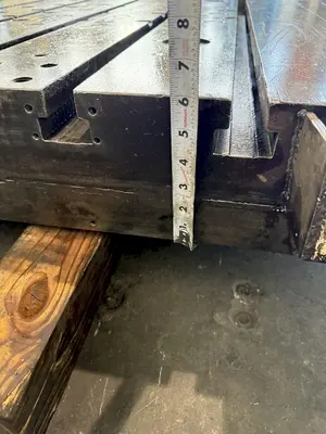 42" WIDE X 72" LONG X 6" THICK T-SLOTTED BOLSTER PLATE. STOCK # 1006324