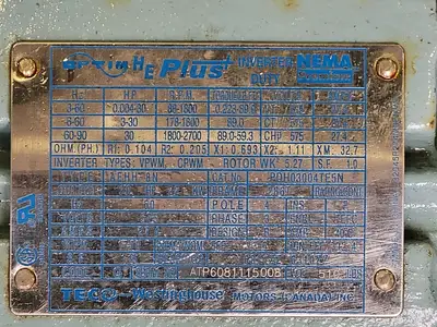 USED TECO-WESTINGHOUSE PDH03004TE5N