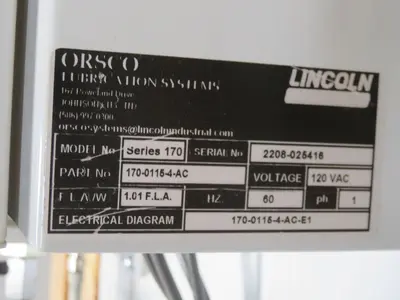 New | in-Stock ORSCO 170-0115-4-AC Lubrication Equipment Texas US | Aucto #1308473