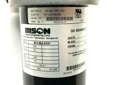 New | in-Stock Bison 011-562-5151 Gearmotors Michigan US | Maverick Industrial Sales #1498192