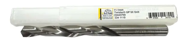 M.A. Ford 11.1mm Solid Carbie Drill 5xD 2 Flute 118° USA Made