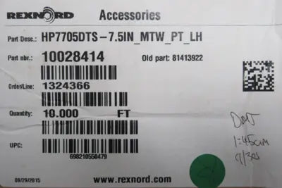NEW REXNORD 10028414 CONVEYOR CHAIN HP7705DTS-7.5IN MTW PT LH 10FT