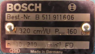 USED BOSCH B511911606 HYDRAULIC MOTOR