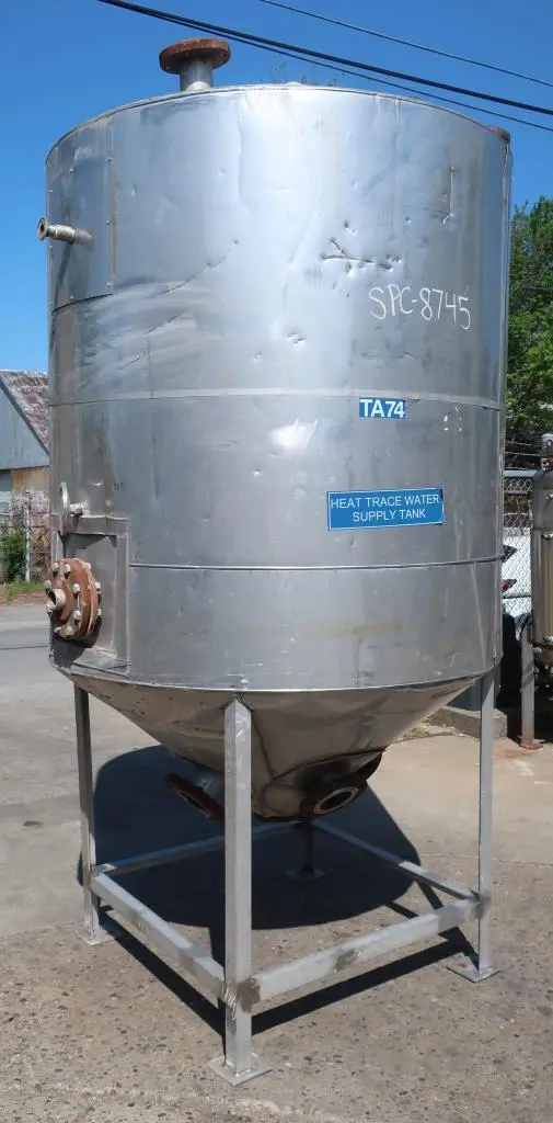 SPC8745  Tank 715 gallon vertical tank, Stainless Steel, 1.5" jacket, conical