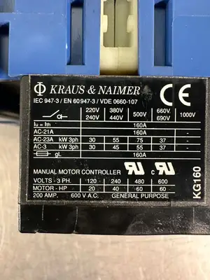 Kraus Naimer KG160 200 Amp 600Vac General Purpose (6.3.2)