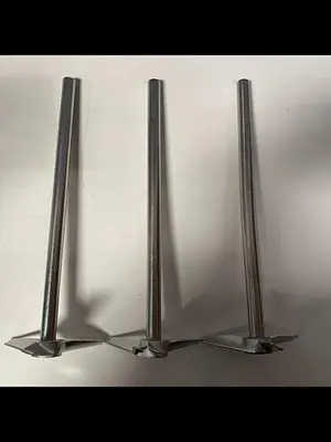 USED 10" L STAINLESS STEEL IMPELLER ROD W/ 1/2" DIAMETER SHAFT & 3 1/4" IMPELLER