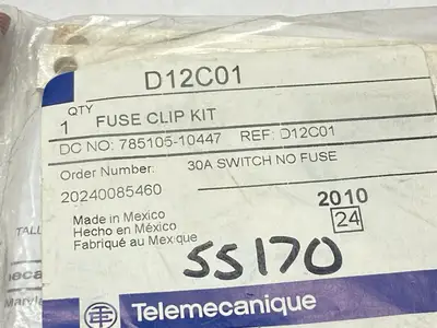 D12C01 | Telemecanique  Fuse Clip Kit 30A - New