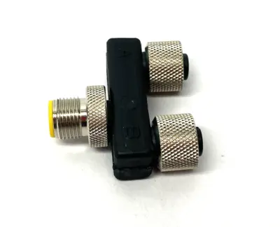 USED BELDEN, LUMBERG AUTOMATION Y-SHAPE MICRO SPLITTER CONNECTOR M12 4-PIN 600000113