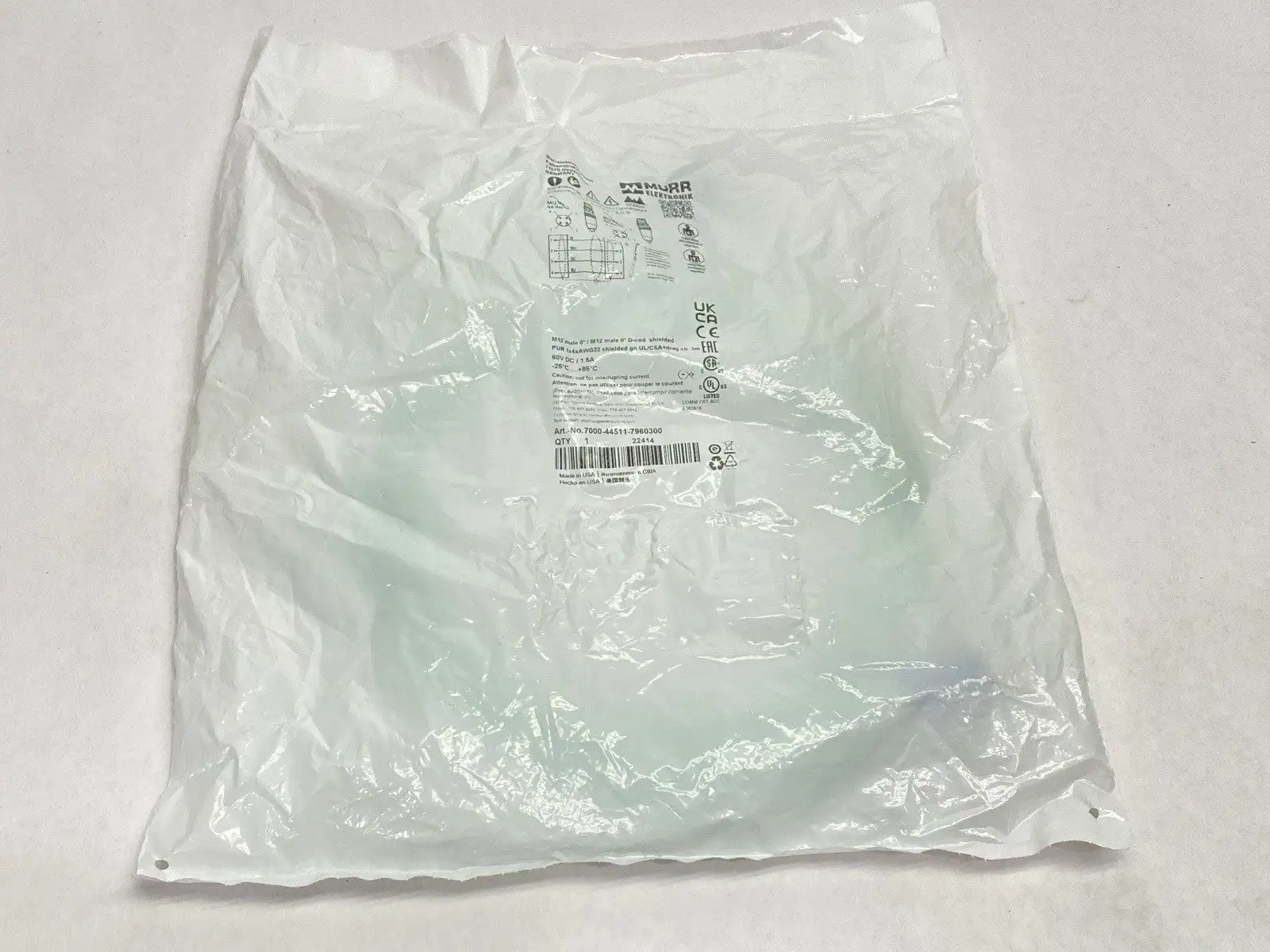 NEW MURR ELEKTRONIK POWER CORDSET M/F STRAIGHT M12 4-PIN 3M