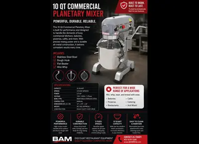 10 Quart Commercial Planetary Mixer