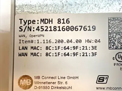 Used MB Connect Line MDH 816 mbNET Industrial VPN Router LAN & WAN Networking Routers Michigan US | Maverick Industrial Sales #1391785