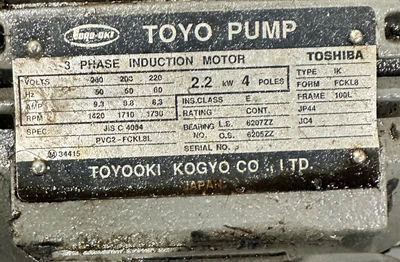 TOYO HPP-VC2V-F14A3-4 3HP HYDRAULIC PUMP SYS