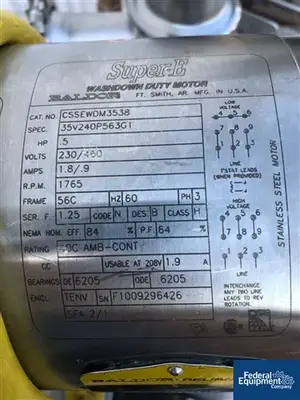 USED ITT 40 Gal ITT Industries Reactor, 316L S/S, 15/100#