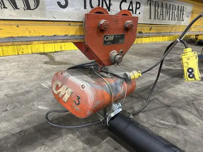 3 TON X 20' CLEVELAND TRAMRAIL UNDERSLUNG BRIDGE & 3-TON CM LODESTAR HOIST: STOCK #23054