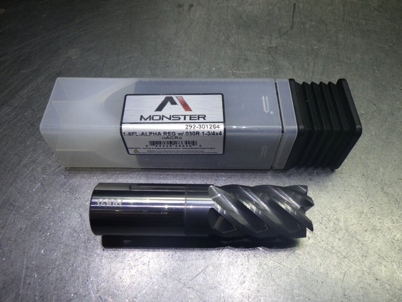 Monster 1" 6 Flute carbide CR Reg Endmill 1" Shank .03" R 292-301264 (LOC373A)