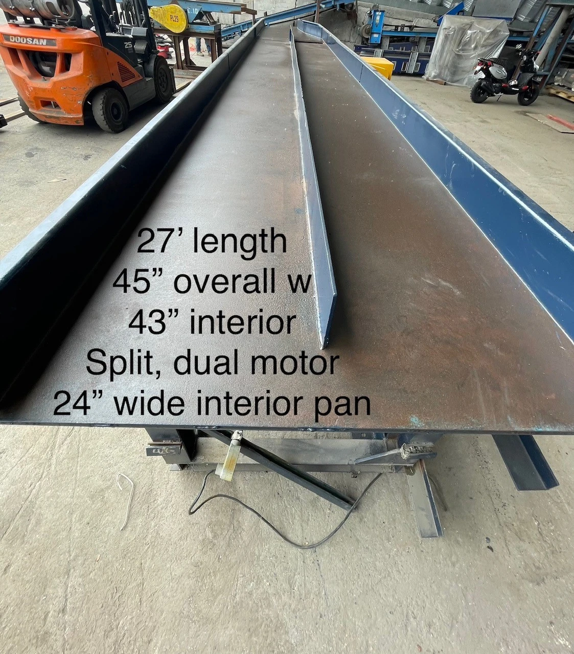 Shaker Table Dual, Split Motor – 27’ L x 45” Overall Width