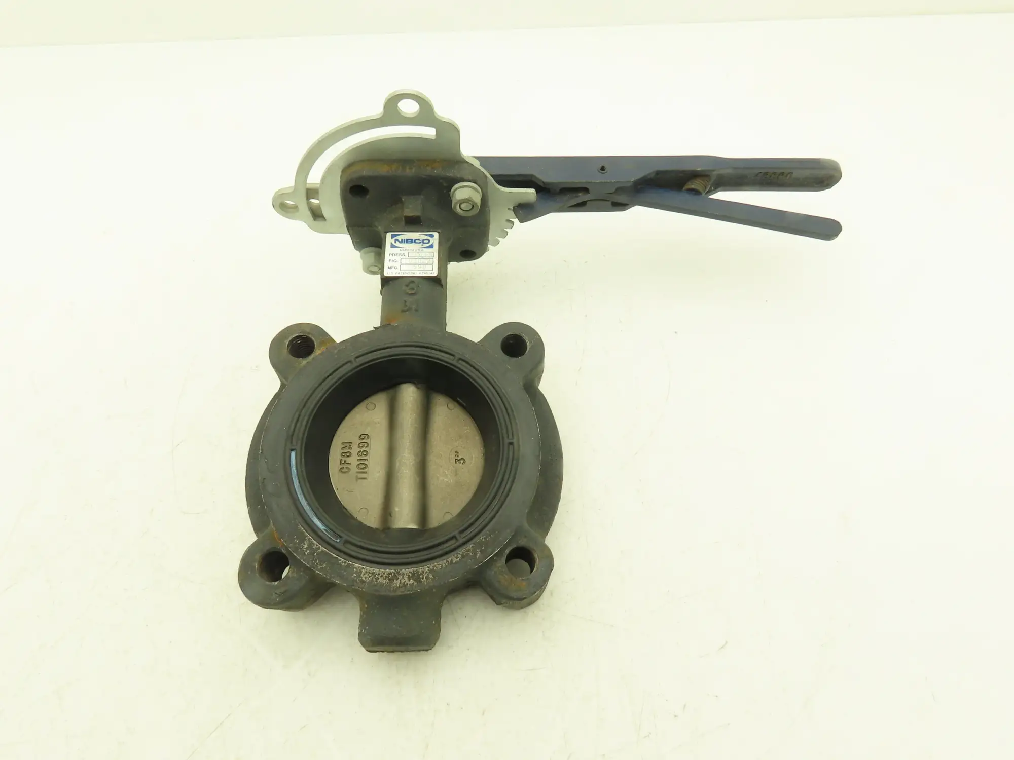 Nibco LD3022 3" Lug Butterfly Valve DN80 CF8M Stainless Disc 250psi w/Handle
