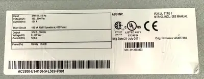 Used ABB ACS800-U1-0100-5 Variable Speed Drives | Palmetto Automation #1149334