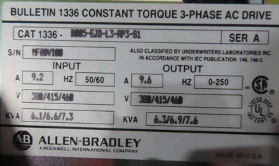 Unused Allen Bradley Bulletin 1336 Constant Torque 3 phase AC Drive