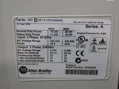 USED ALLEN BRADLEY 20DD027A3EYNANANL