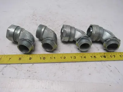 O-Z Gedney 4Q-9100 1" Malleable Iron 90 Degree Liquidtight Connector Lot Of 4