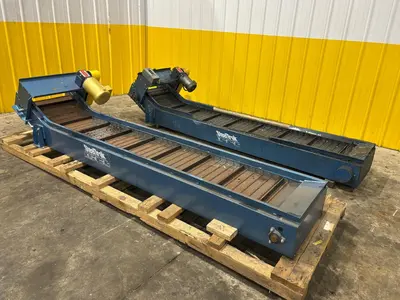 18" WIDE x 96" LONG STEELTRAK MODEL #T2-721-18" FLUTED BELT PARTS CONVEYOR, NEW 2016: YOBRO #24330