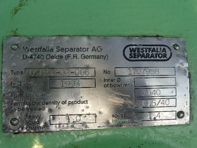 Westfalia OSB 35-02-066 oil purifier, SS.