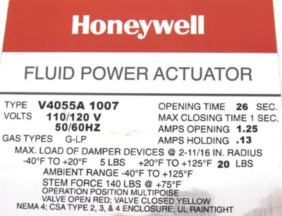 NEW HONEYWELL V4055A-1007 ACTUATOR V4055A1007