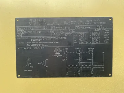 ABB 1500 kVA 3-Phase Distribution Transformer 13.2kV-690V Oil Filled 2014