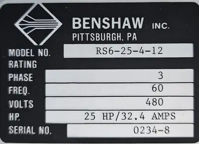 Used BENSHAW BENSHAW RS6-25-4-12 Starters South Carolina US | Palmetto Automation #1158044
