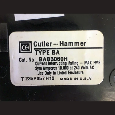 Cutler Hammer 3 Pole 60 Amp Bolt-on Breaker