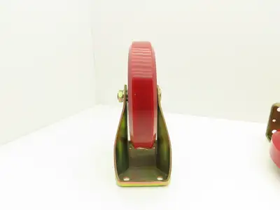 200x42mm 8" Red Polyurethane Rigid Plate Caster Wheel  Lot of 4