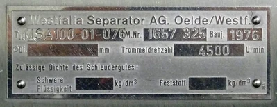 Westfalia MSA 100-01-076 milk separator, 316SS.