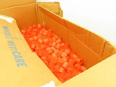 Caplugs 70-00917 E 7/8 A Flanged Cap STD Tread LDPE Orange Fits Over 7/8 OD Pipe