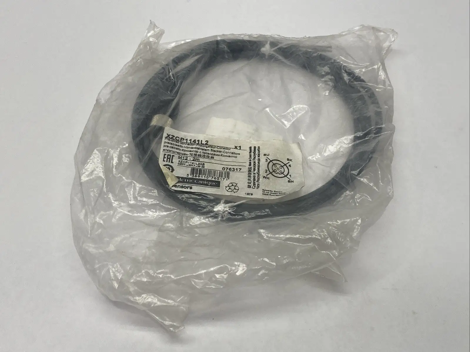 XZCP1141L2 | Telemecanique  Actuator / Sensor Cable Female M12 4-Pin 2m - New