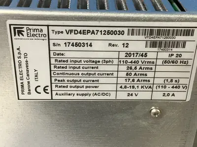 Used PRIMA ELECTRO VFD4EPA71250030 Servo Drives Ohio US | HGR 24 #1280438