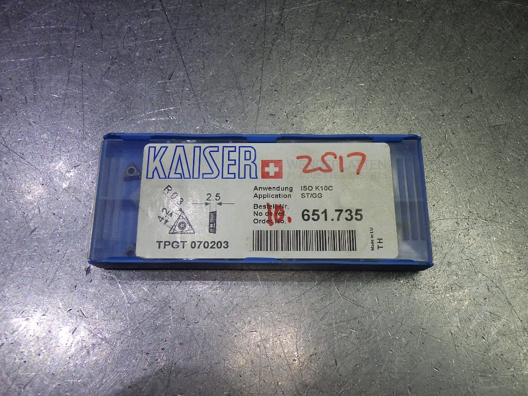 Kaiser Carbide Inserts QTY10 TPGT 070203 K10C / 10.651.735 (LOC1435A)