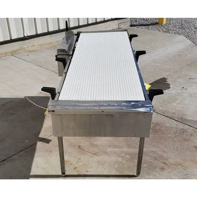 Used 20" W x 5' L Sanitary Stainless Steel Plastic Link Interlock Belt Conveyor