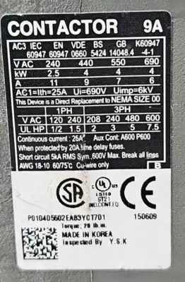 Carlo Gavazzi CC9 Contactor 9A loc4B12